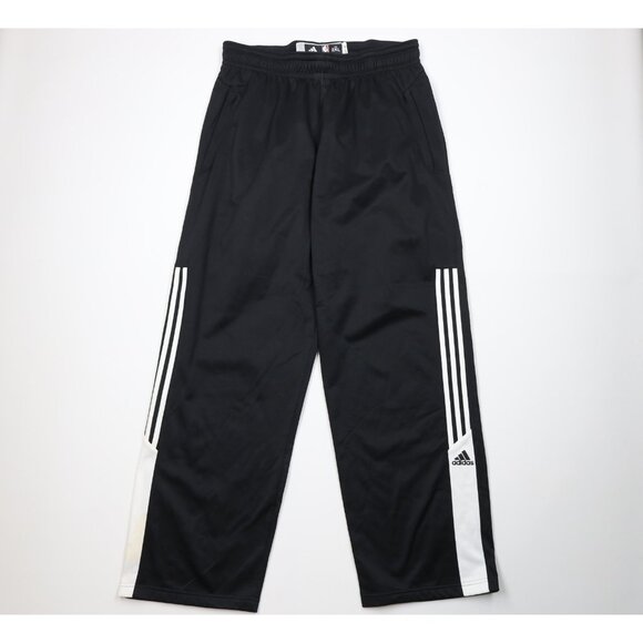 Adidas NBA Authentics Mens 2XL Striped Basketball Wide Leg Sweatpants Pants - Picture 1 of 15
